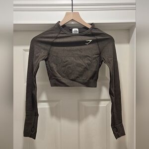 Gymshark Brown Marl Long Sleeve Crop Top